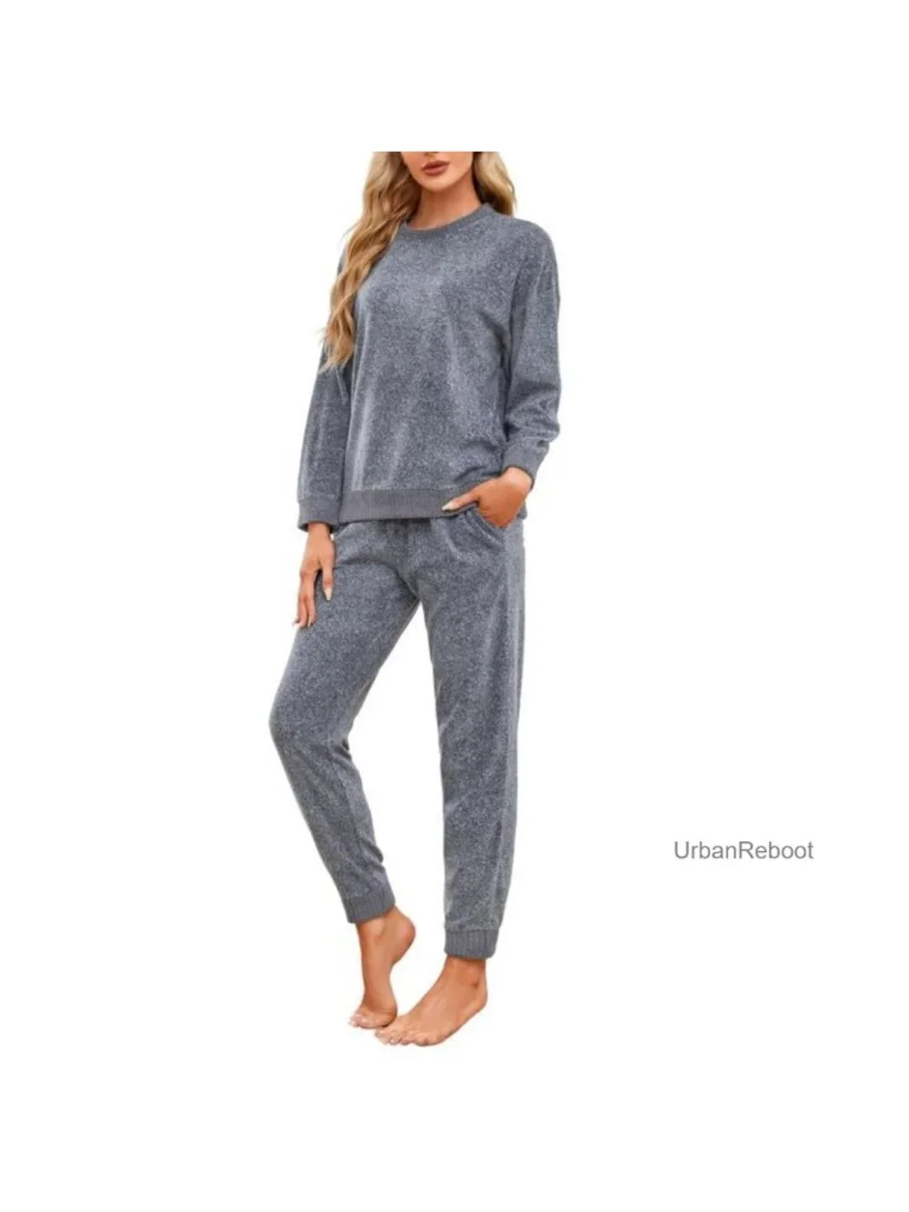 Cozy Fleece Lounge Pajama Set with Joggers, Long Sleeve Pullover